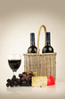 red wine cheese and grapes