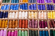 Colored threads for sewing machine in box