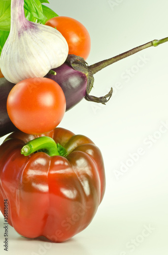 Photo: red pepper, aubergine, garlic and tomato red pepper, aubergine, garlic and tomato