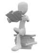 本を読む人_白黒