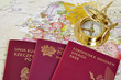 EU passports on a map