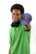 Photo: Cheerful african guy holding CD Cheerful african guy holding CD
