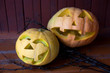 Two halloween pumpkins