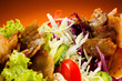 Kebab - grilled meat, bread and vegetables