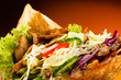 Kebab - grilled meat, bread and vegetables