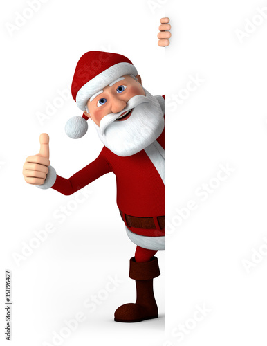 Illustration : Thumbs Up Santa with blank sign Thumbs Up Santa with blank sign