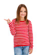 Photo: Girl pointing isolated on white background Girl pointing isolated on white background