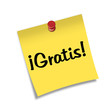Post-it con chincheta texto ¡Gratis!