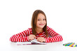 Girl learning isolated on white background