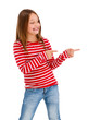 Photo: Girl pointing isolated on white background Girl pointing isolated on white background