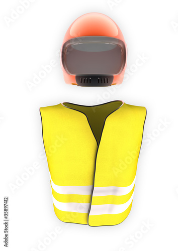 Illustration: gilet jaune et casque rouge gilet jaune et casque rouge