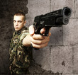soldier pointing