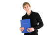 junger Mann mit Bewerbungsmappe