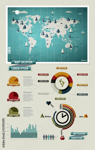 Vector: Set elements of infographics. World Map and Information Graphics Set elements of infographics. World Map and Information Graphics