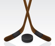 Hockey puck and stick