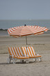 Beach chairs and umbrella
