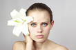 girl with a lily in a head