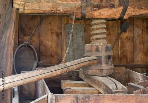 Photo: historic wine press detail historic wine press detail