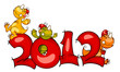 New Year's border in 2012 with the cheerful dragon New Year's border in 2012 with the cheerful dragon