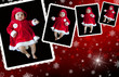 Christmas collage with funny babies and snowflakes