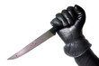 Hand holding bloody knife