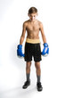 Photo: a child boxer in studio. a child boxer in studio.