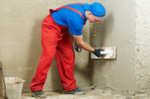 Photo: Plasterer at work Plasterer at work