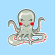 Happy cute octopus dancing over water