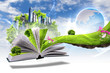 Open book with green nature world Open book with green nature world