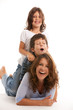 Happy family on a white background