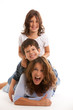 Happy family on a white background