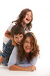 Happy family on a white background