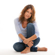 Attractive middle age woman on a white background