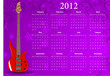 Vector European calendar 2012 with bass guitar
