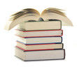 Composition with stack of books isolated on white Composition with stack of books isolated on white