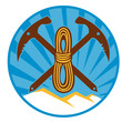 pick ax rope bundle mountain sunburst