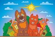dog and cat, summer