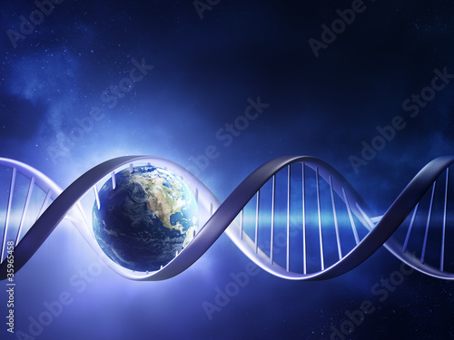 Illustration: Glowing earth DNA strand Glowing earth DNA strand