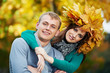 Couple at autumn outdoors