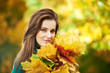 Woman at autumn outdoors