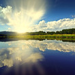sunset and lake