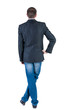 young expert looks ahead. rear view.