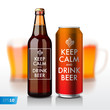 Beer bottle and can