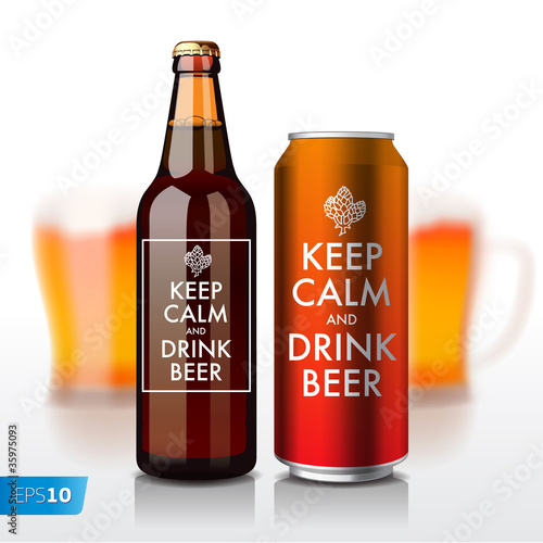 Illustration: Beer bottle and can Beer bottle and can