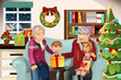 Grandparents and grandchildren on Christmas time