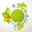 Banner design with leaf, flowers and butterflies Banner design with leaf, flowers and butterflies