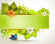 Banner design with leaf, flowers and butterflies Banner design with leaf, flowers and butterflies