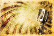 Grunge music background with old microphone Grunge music background with old microphone