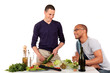 Mixed ethnicity  gay couple kitchen