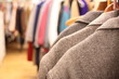 Used jackets in a clothing store.